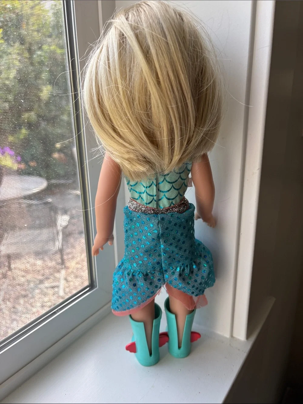 American Girl WellieWishers 14.5-inch Camille Doll with Blue Leotard, Mermaid.